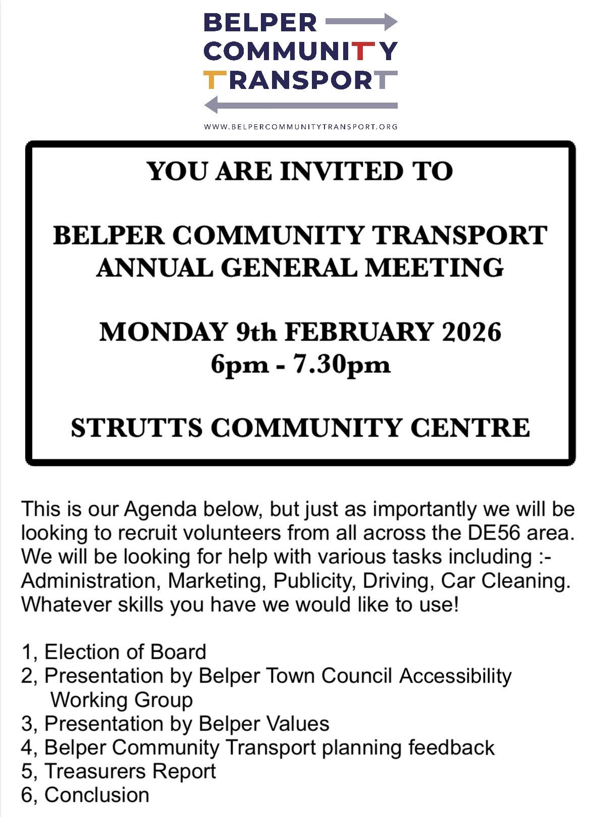 Belper Community AGM Invite